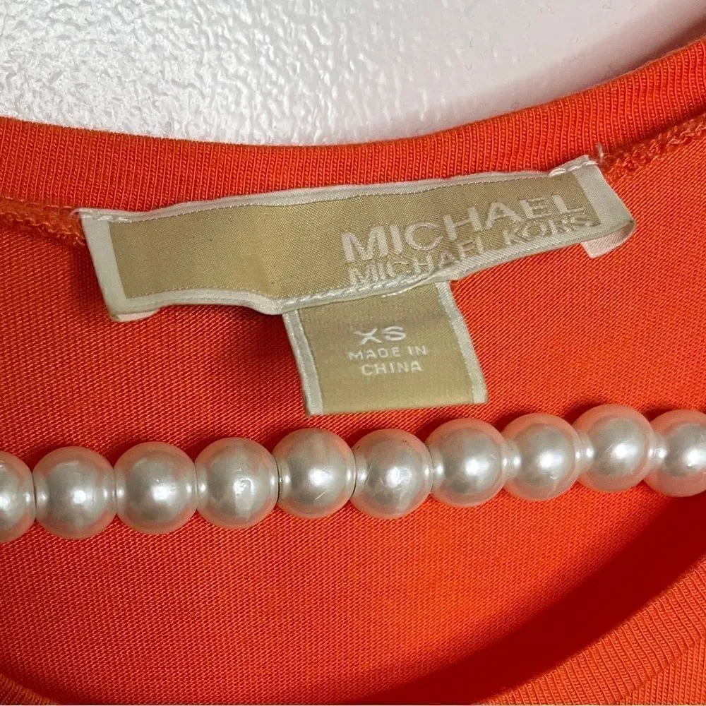 Michael Kors Tiered Sleeveless Blouse Orange Size XS